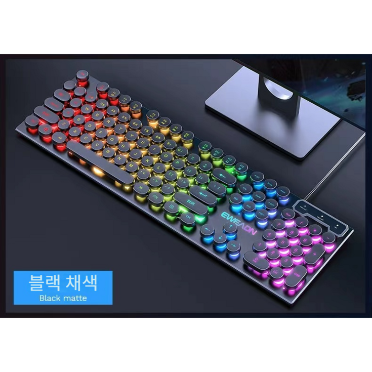와이에스 ysGX30 유선키보드,키보드마우스세트,게이밍,기계식, 불랙채색