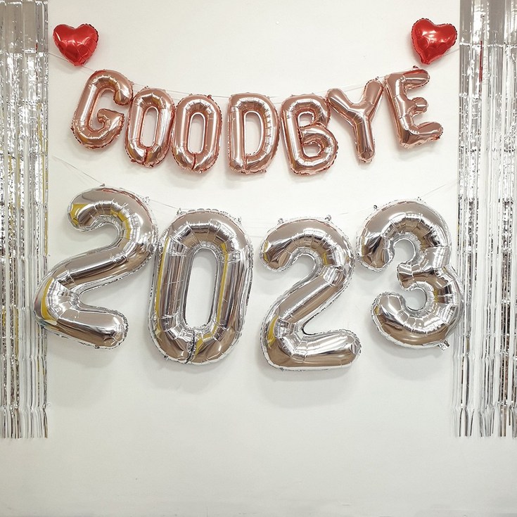 재미제이 굿바이 2023 숫자풍선세트실버중형 송년회 연말파티풍선세트