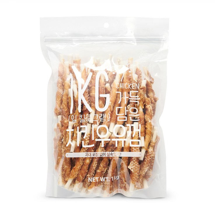 슈퍼츄 강아지 일킬로그램 치킨우유껌 스틱 100p, 치킨  우유 혼합맛, 1개