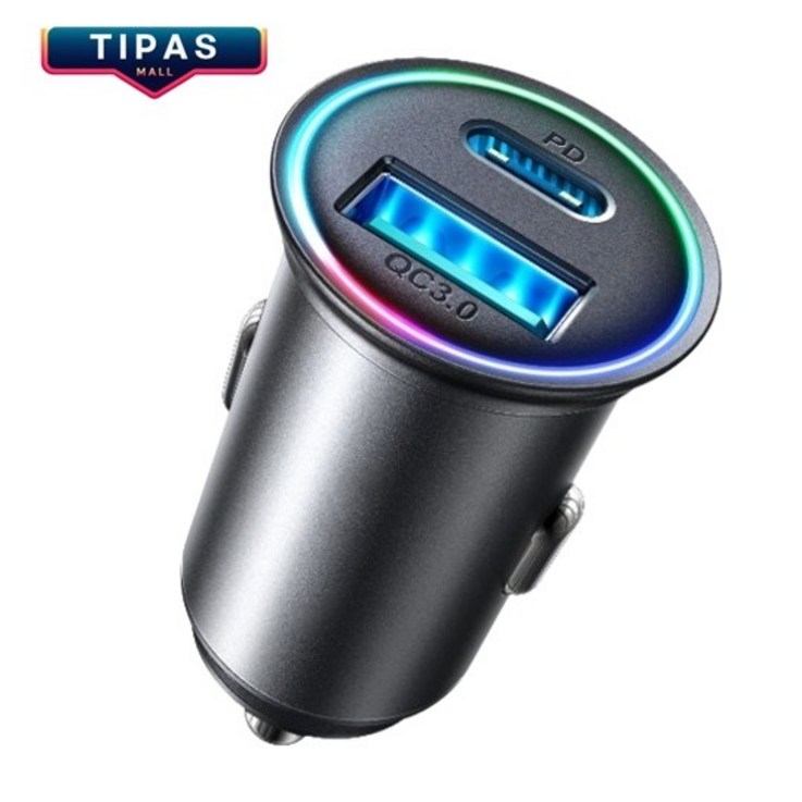 티파스 조이룸 미니 메탈 차량용 초고속 시거잭 충전기 C타입 60W PD3.0