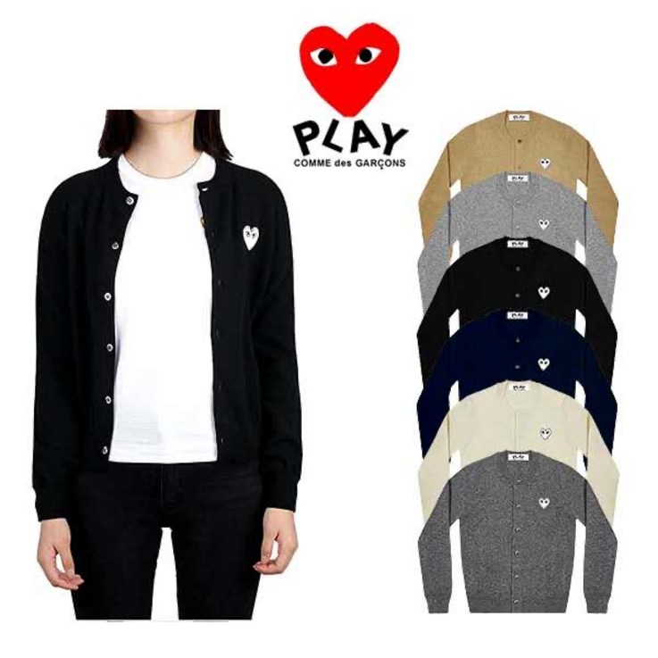 일본직구 Comme des Garcons 2025 꼼데가르송 라운드넥 화이트 와펜 가디건 AXN065051