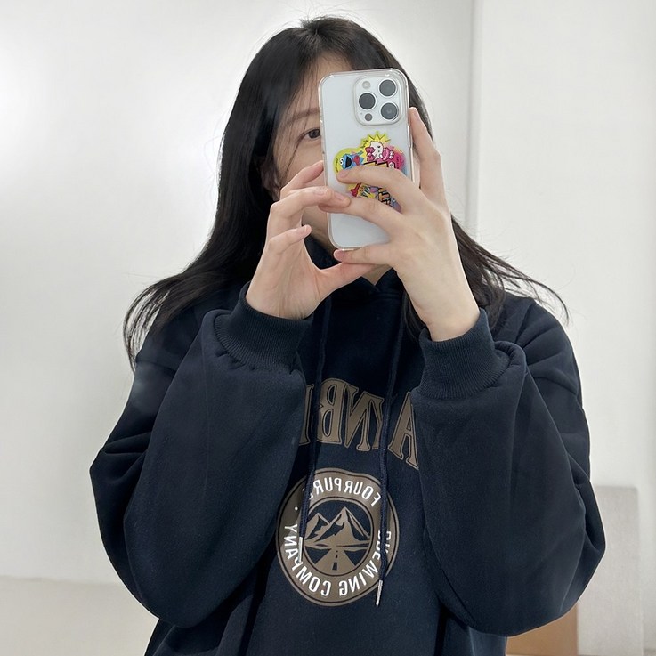 다다제제 프린팅 후드 슬릿 기모 롱 원피스