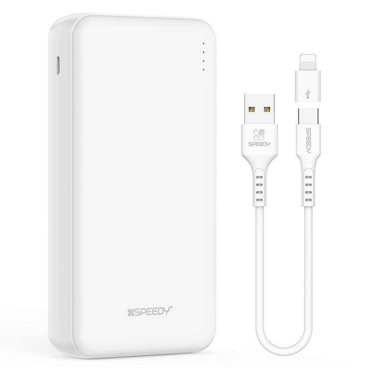 SPEEDY 슬림 듀얼 보조배터리 20000mAh 2A C타입 케이블 8핀 젠더 세트, SPEB22PCPPB200A, 혼합색상 SPEEDY 슬림 듀얼 보조배터리 20000mAh 2A C타입 케이블 8핀 젠더 세트, SPEB22PCPPB200A, 혼합색상