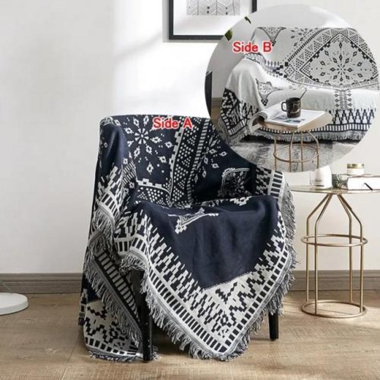 다기능 담요 비치 타올 매트 야외 캠핑 태슬 침대용 담요 니트 북유럽 소파 커버 2 면 인쇄