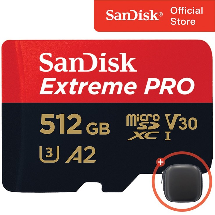 샌디스크 익스트림 프로 마이크로 SD 카드  메모리 케이스, 1개, 512GB