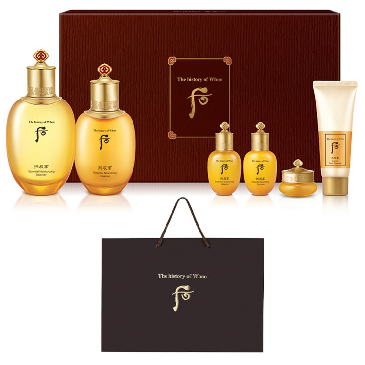 더히스토리오브후 공진향 인양 밸런서 150ml 로션 110ml 밸런서 20ml 로션 20ml 기앤진 크림 10ml 폼 클렌저 40ml 쇼핑백