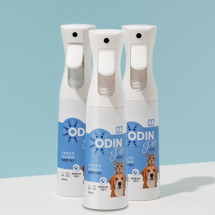 미국 아마존 판매 1위 동일성분 휴매니존 오딘펫 300ml , 3개, 강아지 고양이 탈취제 소변 오줌 배변냄새 제거, 300ml, 3