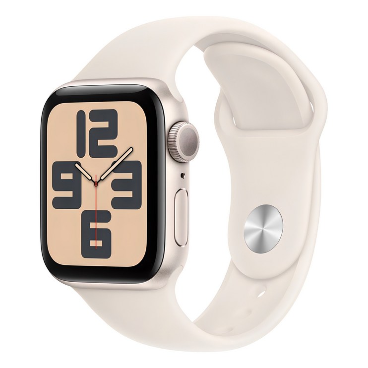 Apple 정품 2024 애플워치 SE 2세대 알루미늄 케이스, 40mm, GPS, 스타라이트  스타라이트 스포츠 밴드, SM