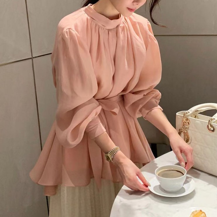 비비에모 드레시 퍼프 소매 쉬폰 블라우스 02730 비비에모 드레시 퍼프 소매 쉬폰 블라우스 02730