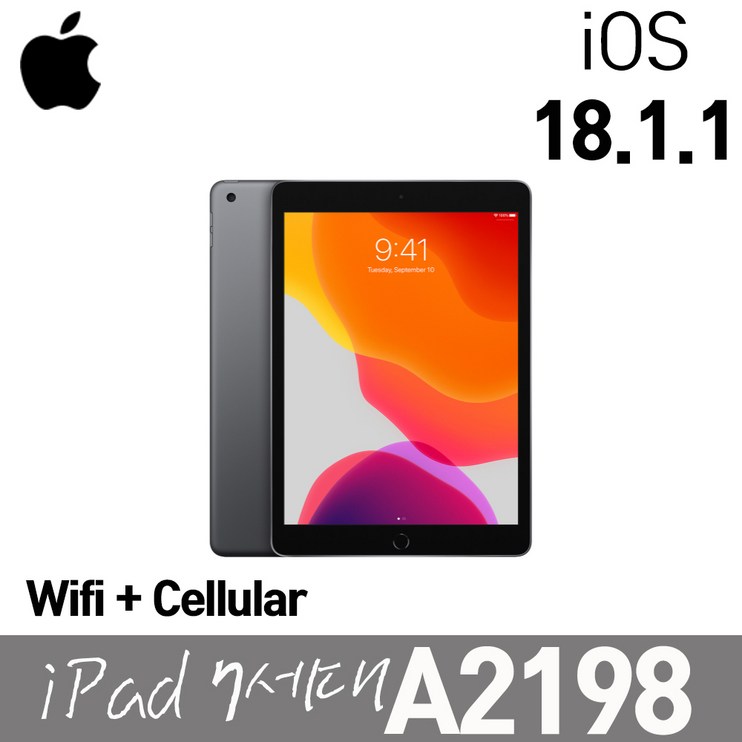 애플 아이패드 7세대 A2198 WifiLTE 셀룰러 32G IOS18.1.1 10.2인치 스페이스그레이