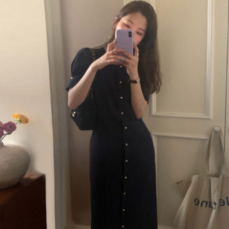 줄리아 린넨 금장단추 롱 원피스2color 줄리아 린넨 금장단추 롱 원피스2color
