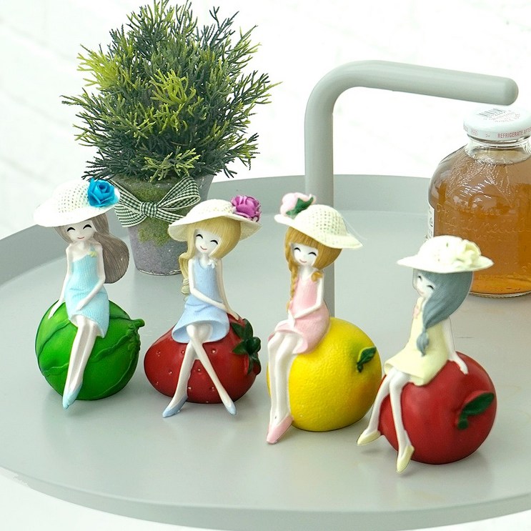 21세기트랜드 과일소녀 인형 딸기  수박  레몬  사과 세트, 혼합색상