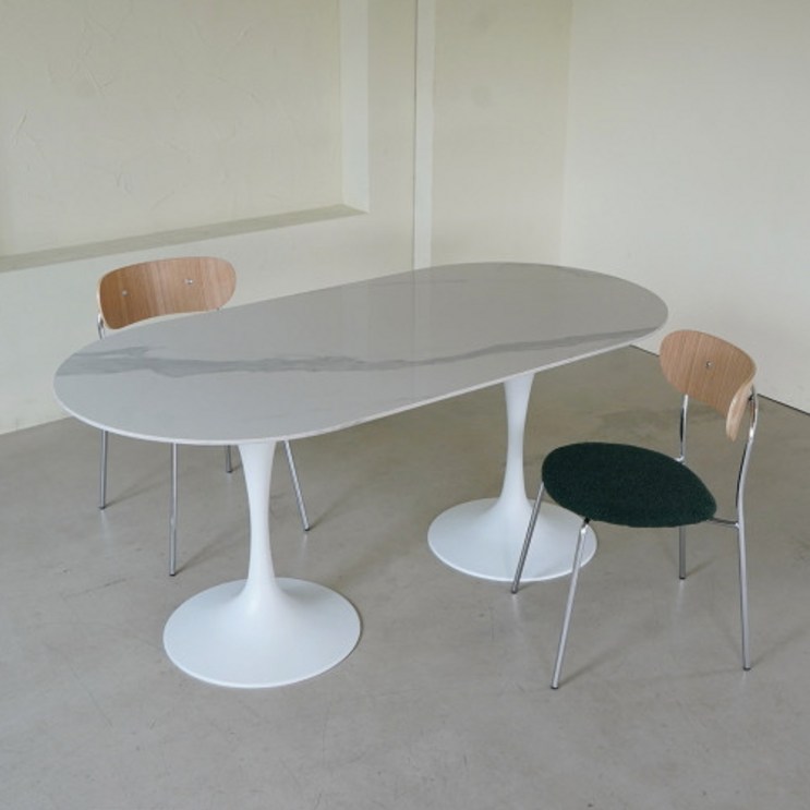 퍼스트 애비뉴 스완 화이트 신터드 스톤 포세린 세라믹 식탁 테이블 1800