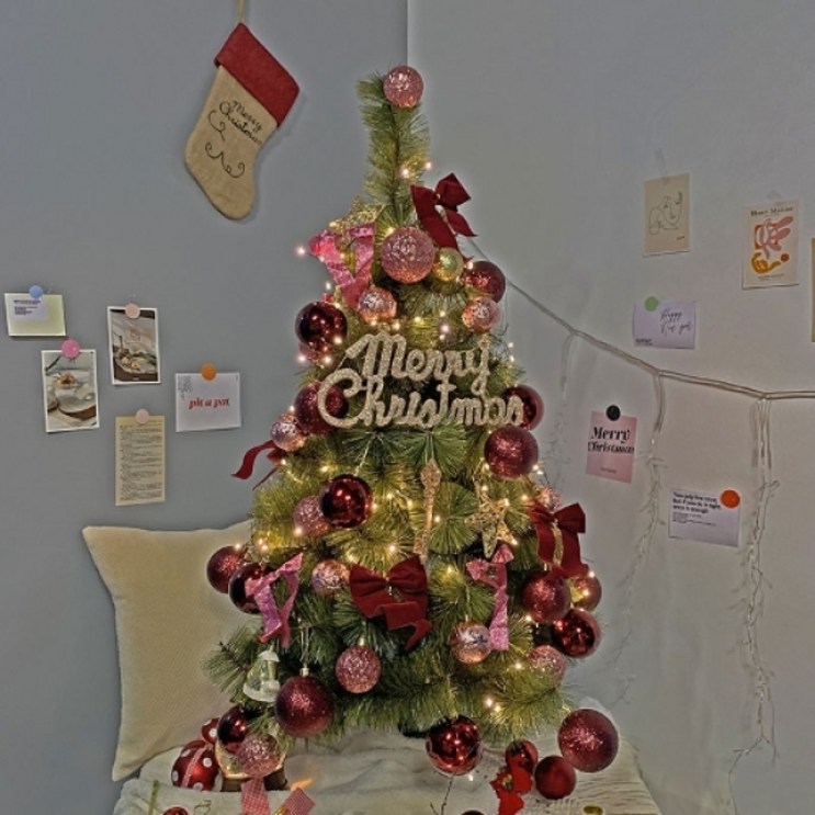 비솜 크리스마스 고급파인트리120cm세트(미리내전구 200P 지네전구 포함)