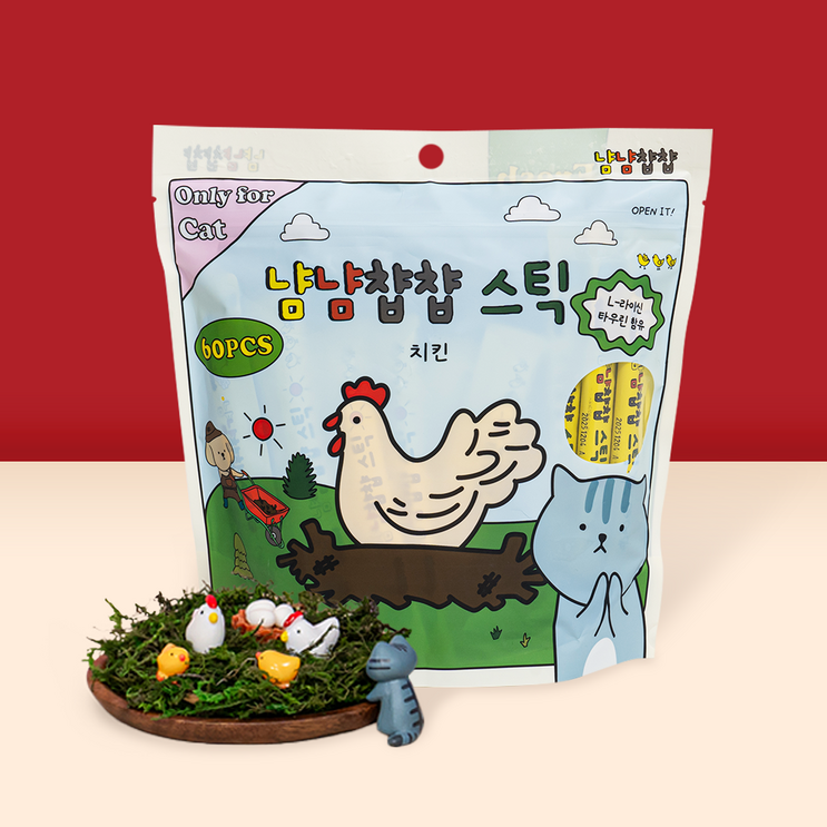 냠냠챱챱 스틱 짜먹는 고양이 간식 60p, 1개, 840g, 치킨