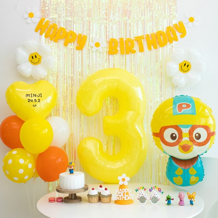 이벤트홀릭 뽀로로 풍선 생일파티용품 세트자유레터링 두돌생일상