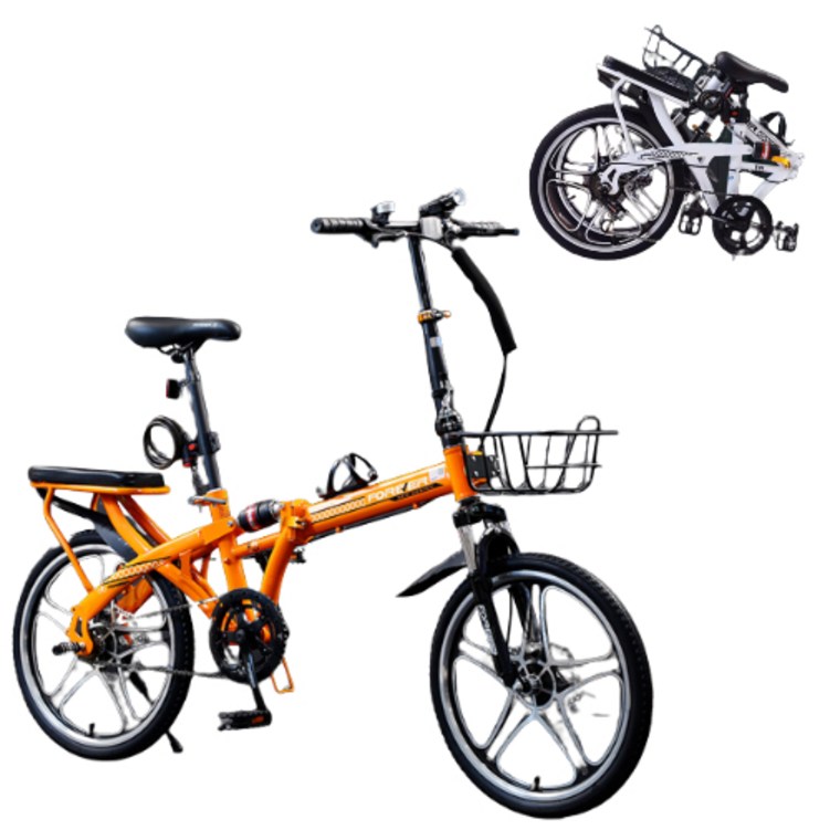 7단기어 접이식자전거 미니벨로 출퇴근 여성용 자전거, 오렌지
