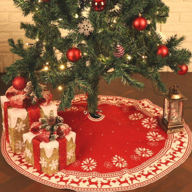 크리스마스 트리 러그 카페트 스커트 덮개 장식 소품 사슴 패턴, 사슴 패턴 트리 스커트, 1개