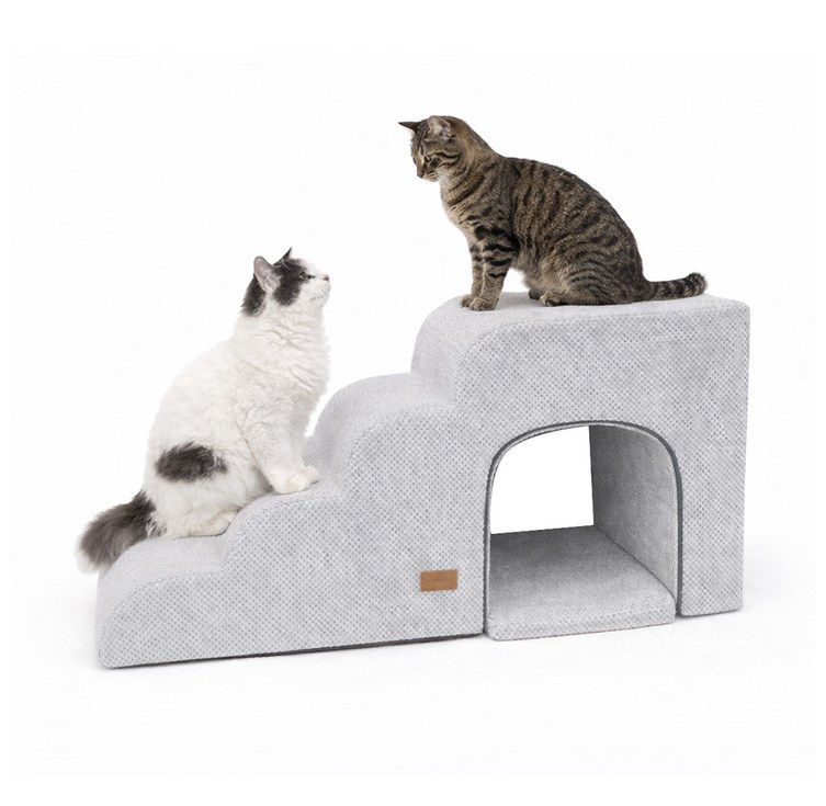 올미오펫 고양이 구름패브릭 동굴 계단 4단방석 세트, 어반그레이, 1개