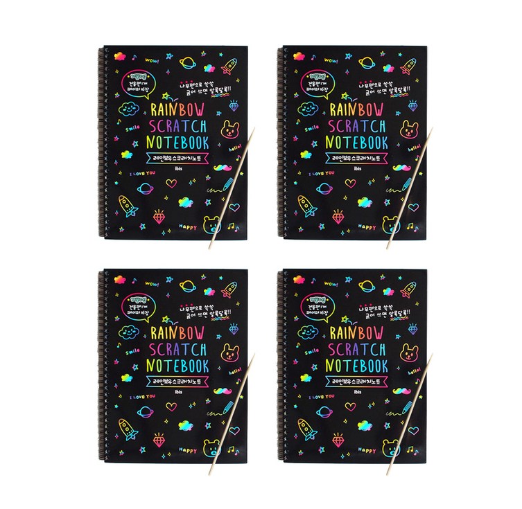 아이비스 레인보우 스크래치북 SP09656 4p 나무펜 4p 아이비스 레인보우 스크래치북 SP09656 4p 나무펜 4p