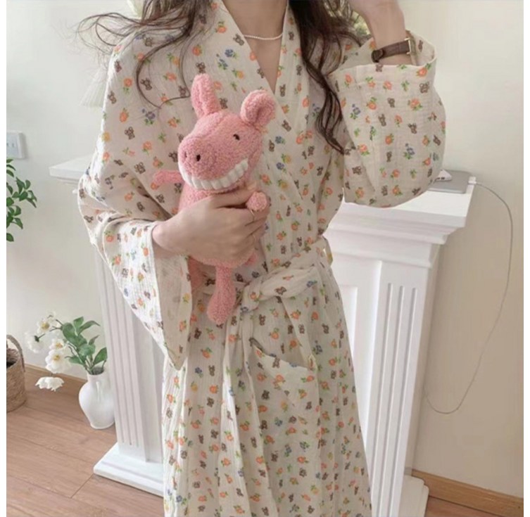 앞날창창 여리여리한 잠옷 샤워가운 XL, 꽃, 1개 앞날창창 여리여리한 잠옷 샤워가운 XL, 꽃, 1개