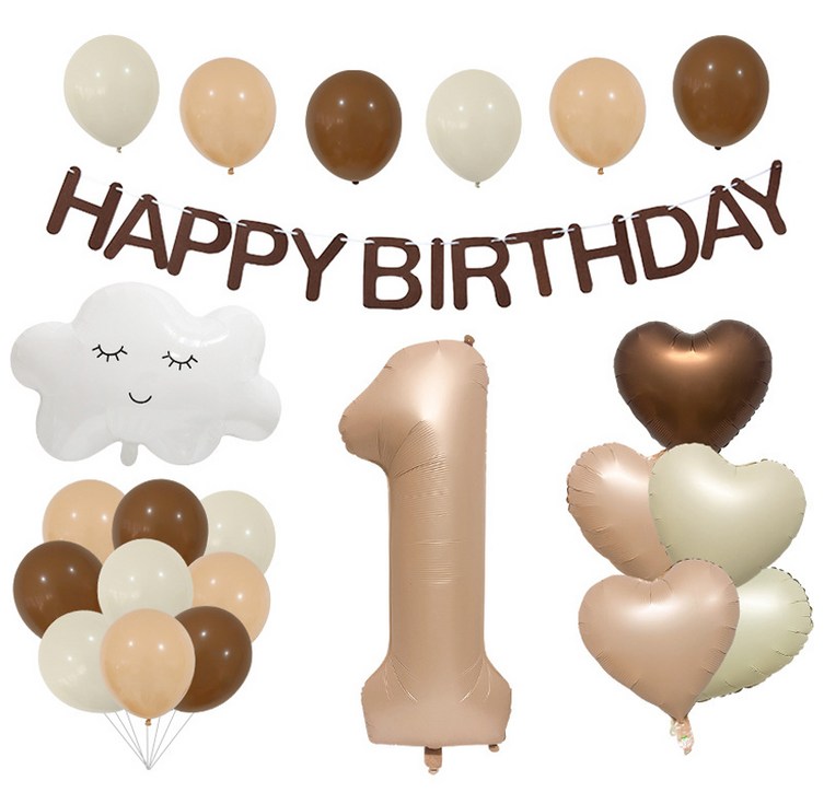 라이프그래피 HAPPY BIRTHDAY 구름 숫자 하트풍선 세트