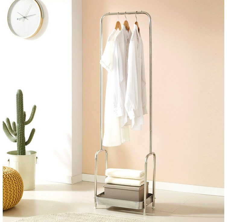 키모 스탠드 미드센츄리 수납 행거 1단 400, 실버