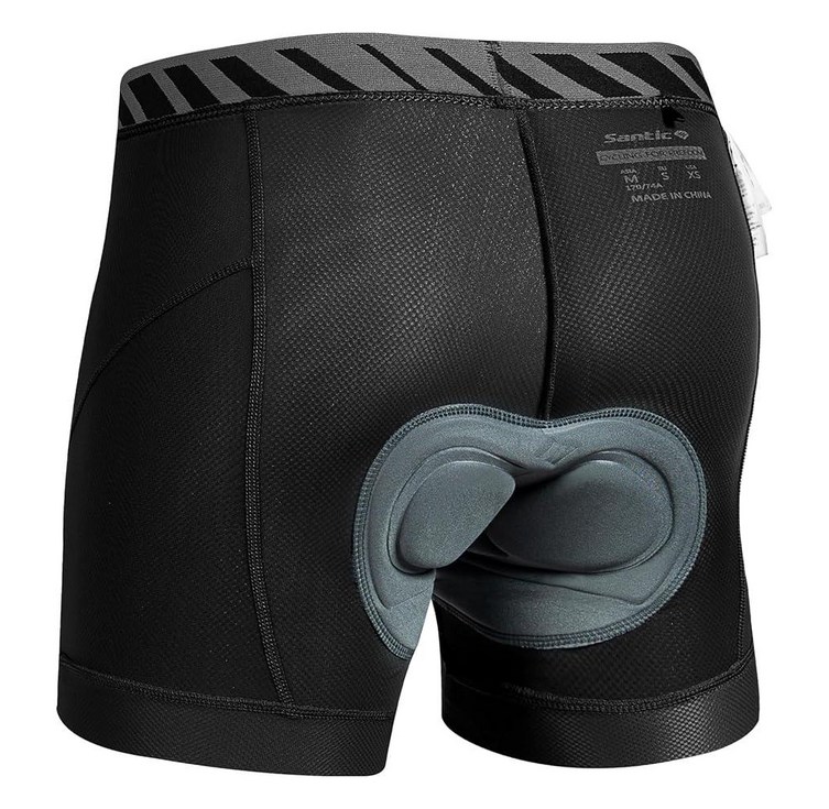 Santic 남성용 바이크 반바지 사이클링 속옷 3D 패딩 마운틴 라이너 반바지 자전거 바지, 블랙., 미디엄