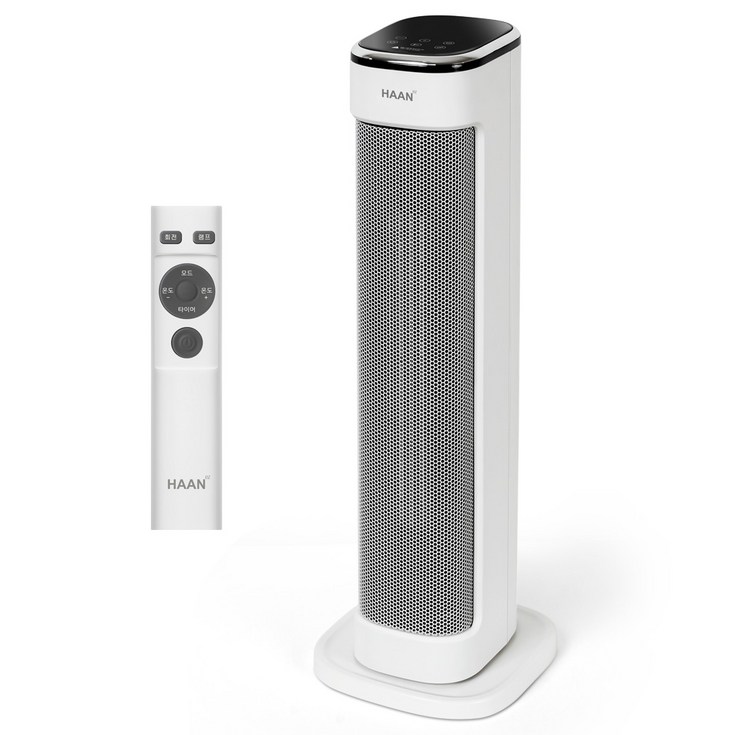 HAAN 저소음 그래핀 원적외선 PTC 타워형온풍기 팬히터 2kw 온도설정 리모컨형전기히터 전기난로 온풍기, 단품