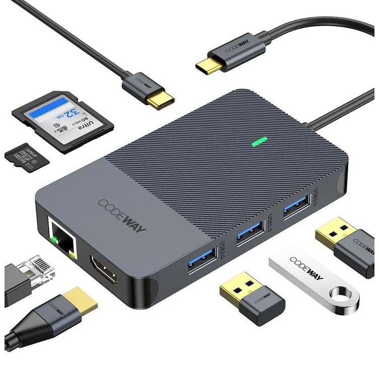 코드웨이 USB C타입 노트북 멀티허브, 그레이, 1개