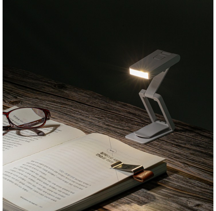 엠제이 독서등 북라이트 북마커 LED 조명 집게, 화이트