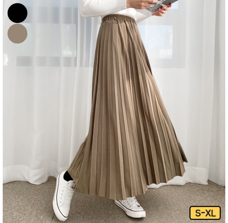 여성 롱 치마 주름 밴딩 롱 플리츠 스커트 치마 키작녀 키큰녀 빅사이즈까지