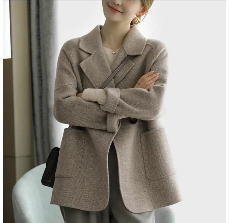 패션고리 여성 카라넥 캐주얼 출근룩 고급 울 모직 자켓 H1