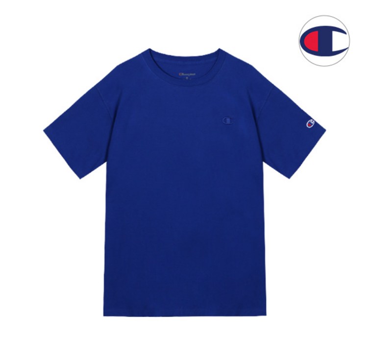 챔피온 클래식 져지 무지 레이어드 남자 여성 반팔티셔츠 블루 T0223GUX