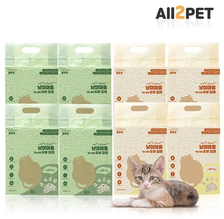 올투펫 고양이 가는입자 두부모래, 7L, 8팩, 오리지날