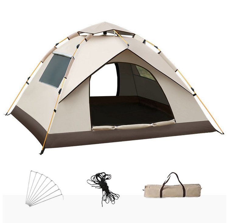 ELSECHO 플랜타트 원터치 자동 텐트 방수 방우 캠핑용 4인용, 카키색