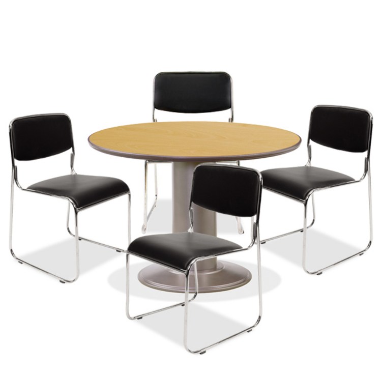 가구뱅크 OA 테이블세트 원형멀티팔무 사무용가구 사무실가구 원형테이블 회의테이블 원탁 회의용테이블, 월넛원형1200멀티팔무4개