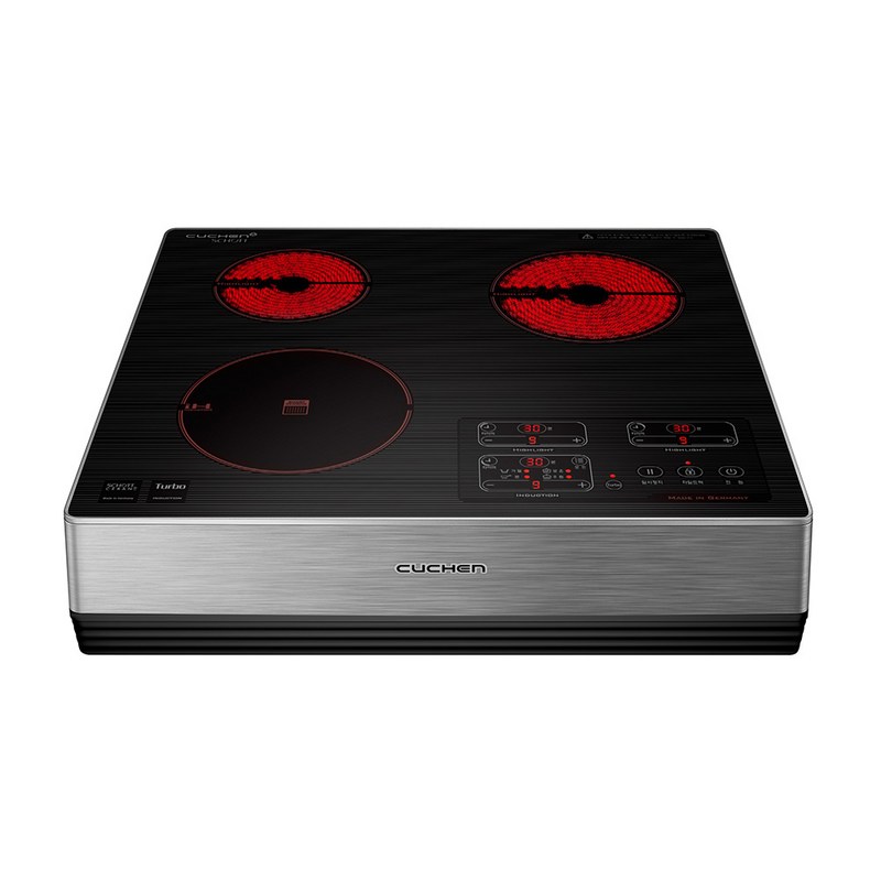 쿠첸 하이브리드 전기레인지 3구 CIR-E3102SVBE+스탠드케이스, CIR-E3102SVBE 1