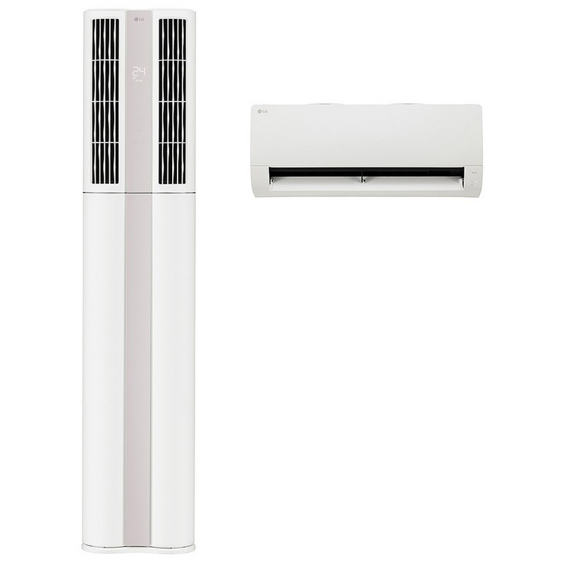 LG전자 인버터 58.5㎡(17.7평) + 18.7㎡(5.7평) 휘센 오브제컬렉션 듀얼 멀티형 에어컨 방문설치 FQ18HDDHK2M 1