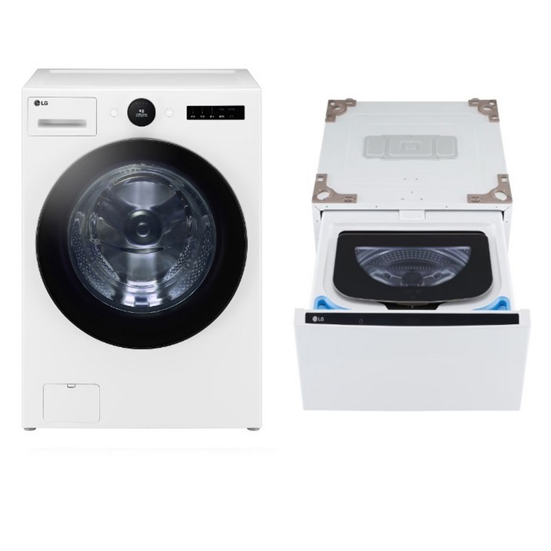 LG전자 트롬 오브제컬렉션 세탁기 + 트윈 미니워시 세트 FX24WNX 24kg + 4kg 방문설치, 릴리 화이트 1