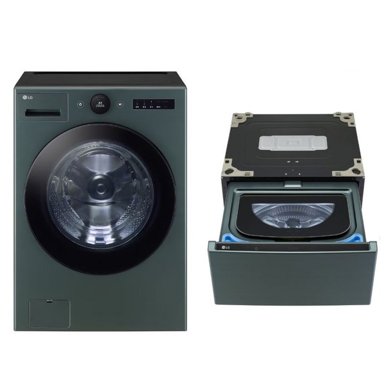 LG전자 트롬 오브제컬렉션 세탁기 + 미니워시 세트 FX25GARX 25kg + 4kg 방문설치, 네이처 그린 1