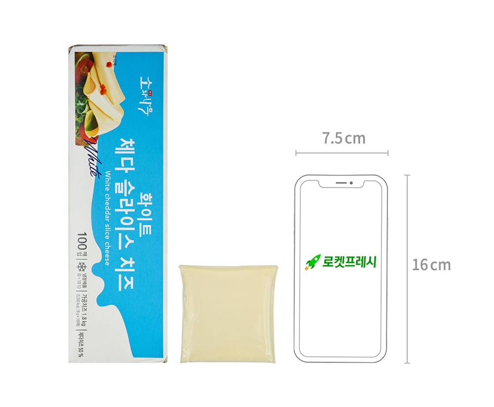 소와나무 화이트 체다 슬라이스 치즈 100매입, 1.8kg, 1개 - thumb image