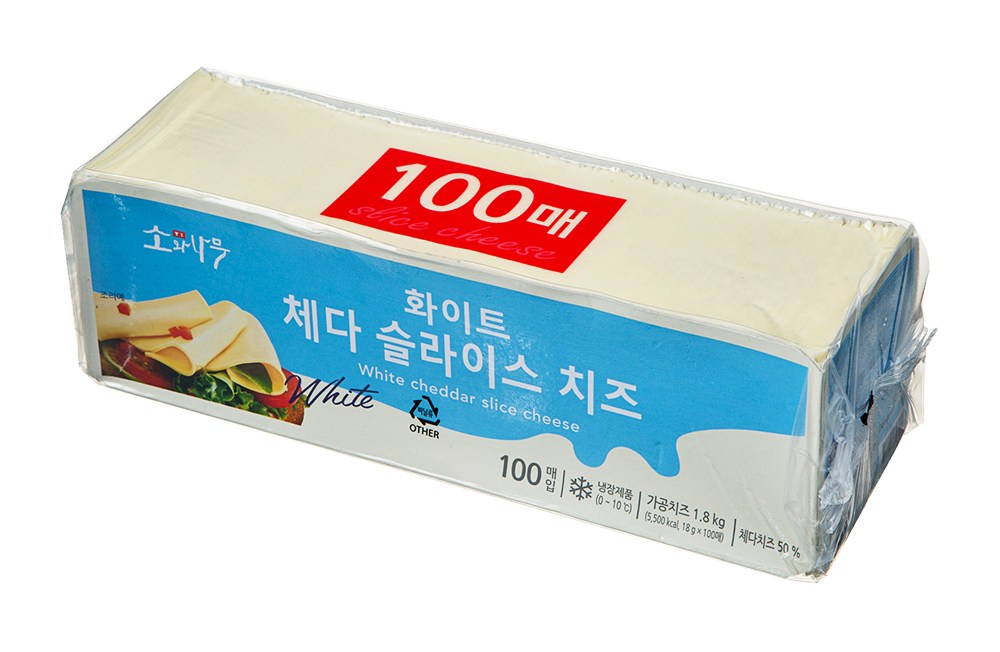 소와나무 화이트 체다 슬라이스 치즈 100매입, 1.8kg, 1개 - thumb image