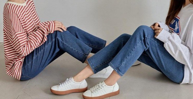 여성용 워싱 안밴드 일자 배기진 76087 - thumb image