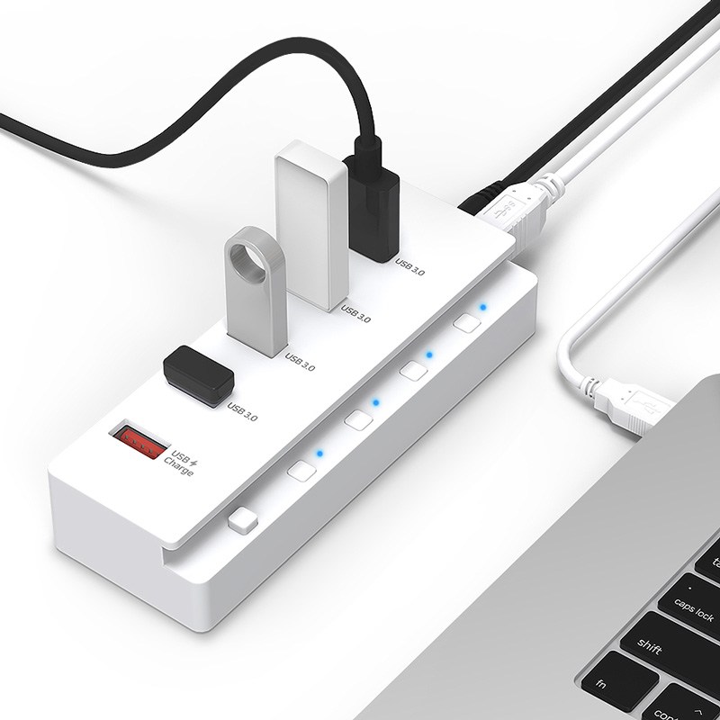 홈플래닛 5포트 USB3.0 유전원허브 (USB*4 + 충전*1) HUB5P-T / HUB5P / C5HUB, 화이트 - thumb image