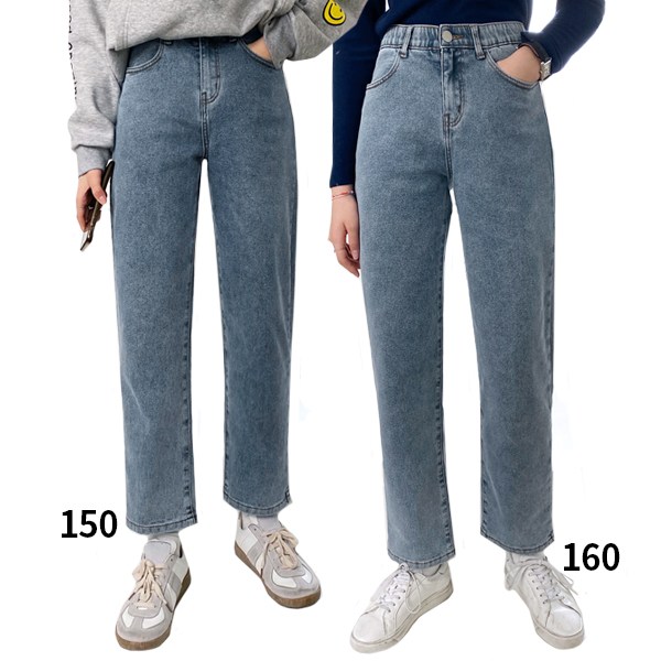 여성 [155 160 165 ~2XL] 후회안해 스판 와이드 롱 데님팬츠 - thumb image