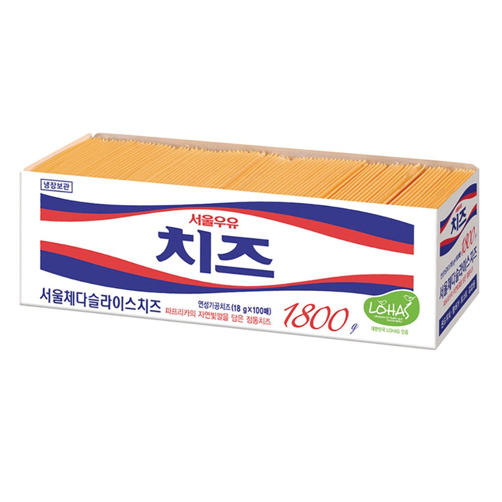[51] 서울우유 체다슬라이스치즈 100매, 1.8kg, 1개 - [