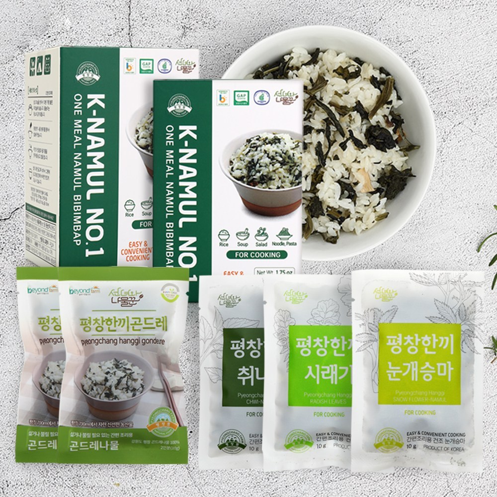 평창팜 간편나물밥 한끼곤드레 한끼취나물 한끼시래기 등 나물5종 케이나물 넘버원(k-namul no.1) 1박스, 1개 - thumb image